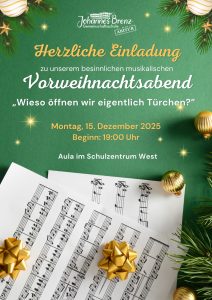 Vorweihnachtsabend am Montag, den 15. Dezember um 19.00 Uhr