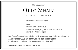 Wir trauern um Otto Schauz